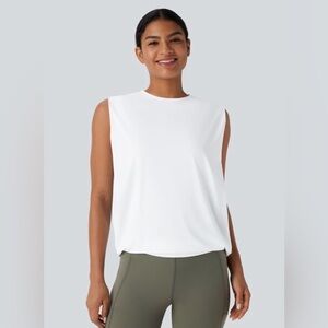 Round Neck White Yoga Tank